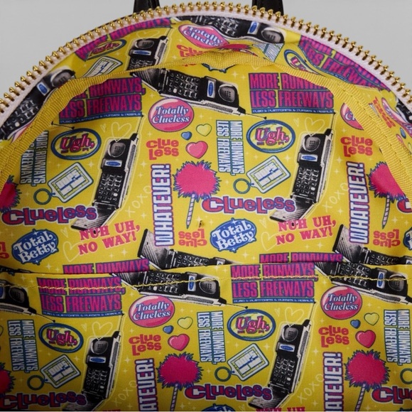 Loungefly Yellow Plaid Backpack with Pink Charm - Picture 5 of 7